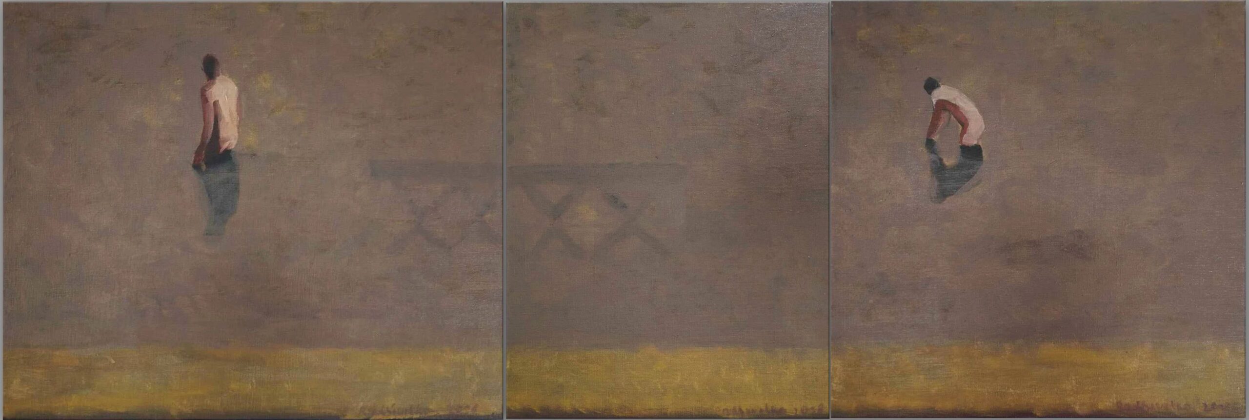 BATHERS  oil, canvas,  50 x 150 cm.  2020