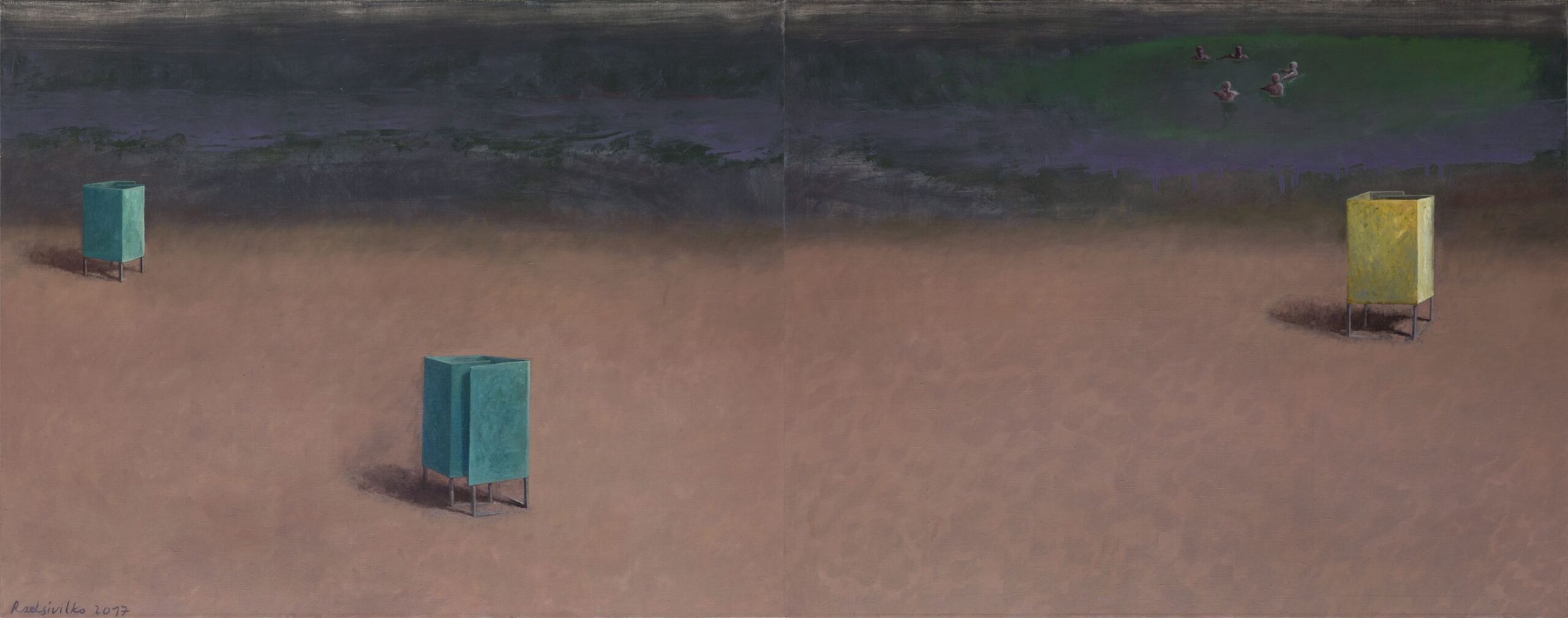 BEACH  oil, canvas,  120 x 320 cm.  2017